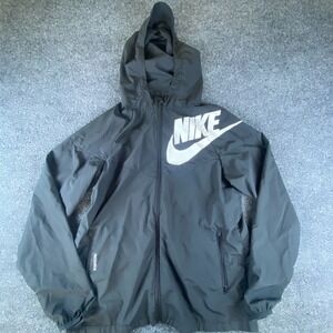 Nike Packable Windbreaker Jacket Womens XL Gray Hiking Outdoor Hooded Full Zip